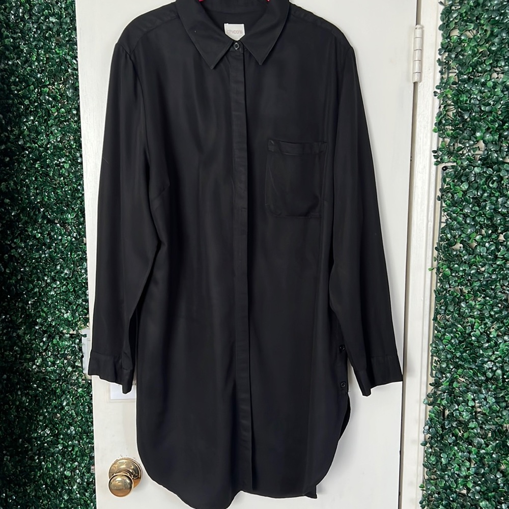 Long Black Tunic Dress Shirt- Chico’s🖤